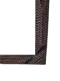 Wall Mirror, Frame, Tramp Art, Folk Art, richly carved, 1870, Austria