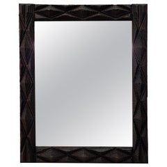 Wall Mirror, Frame, Tramp Art, Folk Art, richly carved, 1870, Austria