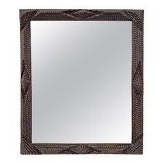 Wall Mirror, Frame, Tramp Art, Folk Art, richly carved, 1870, Austria