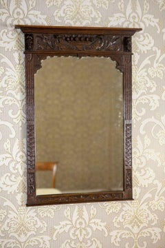Wall Mirror From the 1930s in Brown Oak Frame