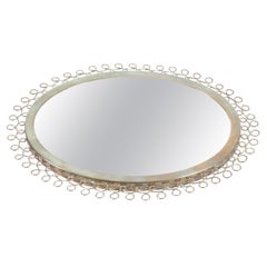 Espejo de pared en latón, Made in Denmark Años 50