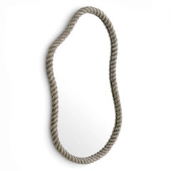 Wall Mirror in Metal with Antique Nickel Finish, Large Size, Contemporary Design