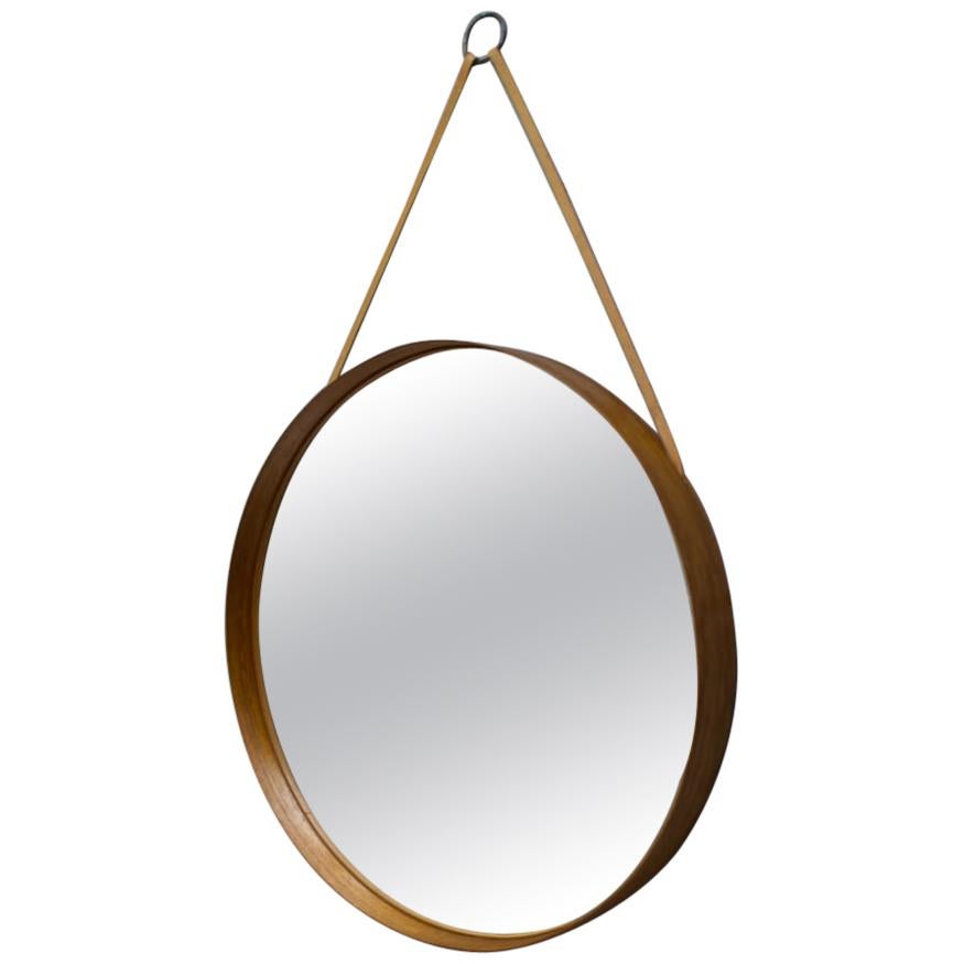 Wall Mirror in Teak Produced by Glass Mäster in Markaryd, Sweden 1960s For Sale