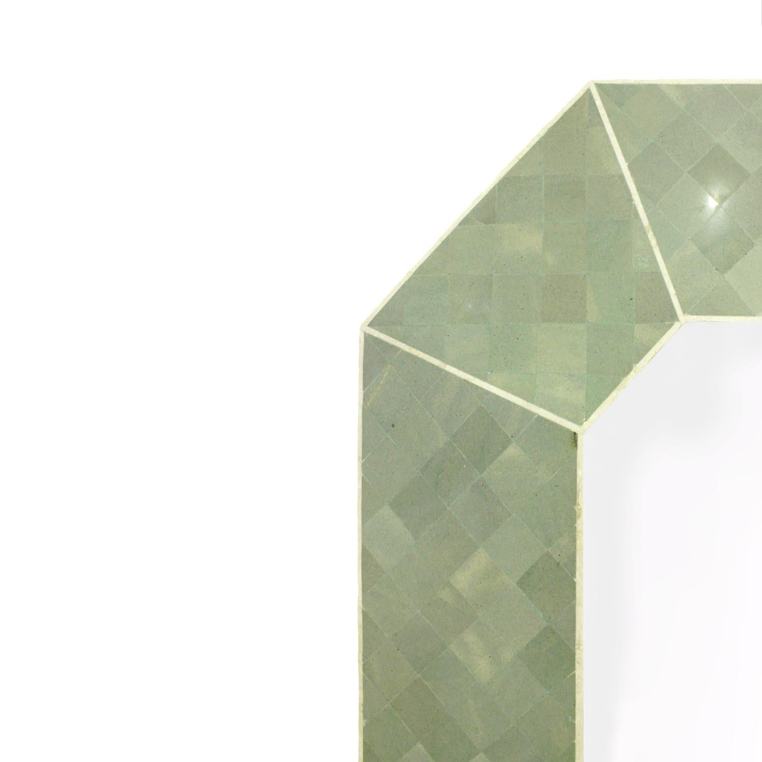 Wall Mirror in Tessellated Stone with Bone Inlays, 1970s In Excellent Condition In New York, NY