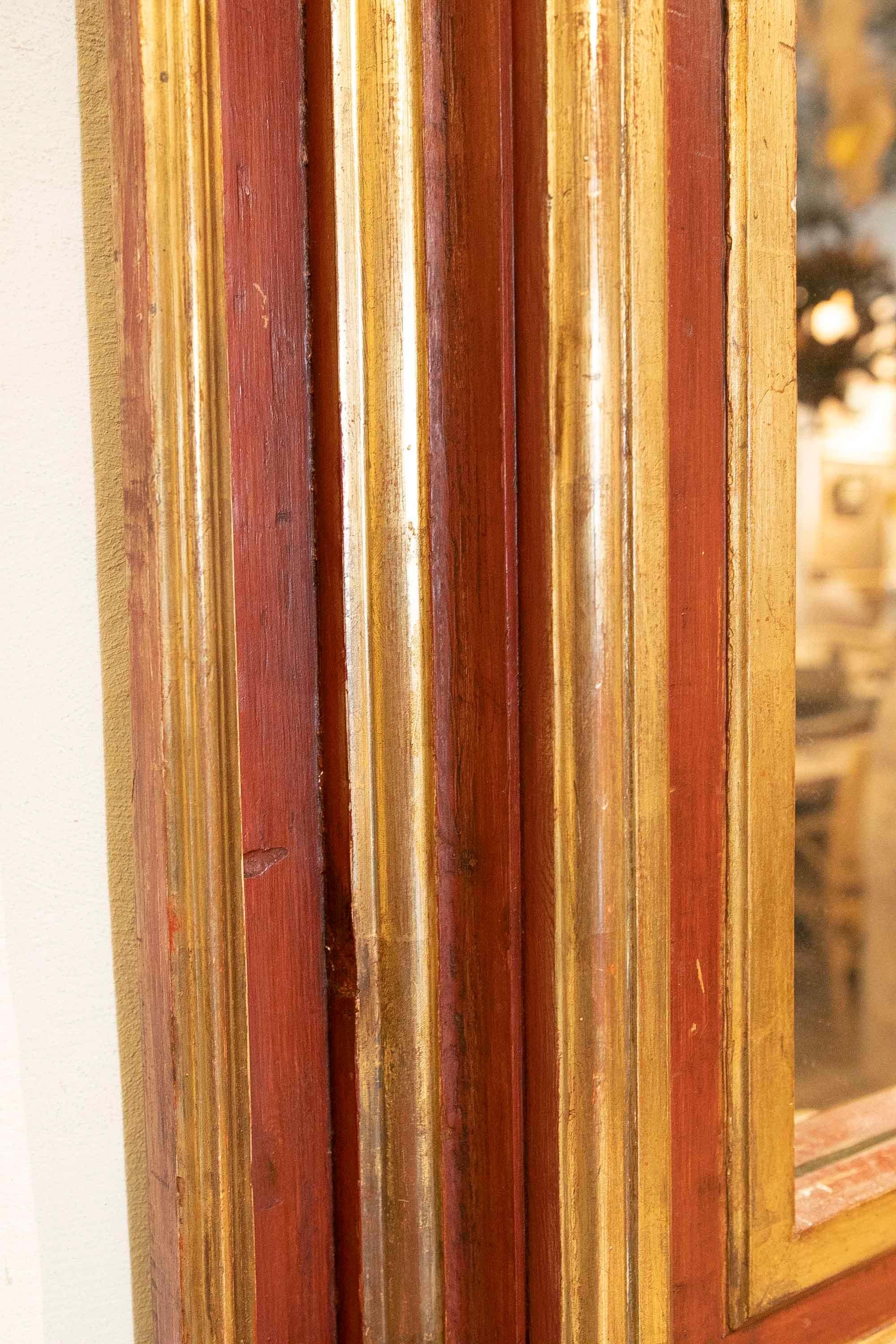 Wall Mirror in the Shape of a Semicircular Arch in Reddish and Gold 2