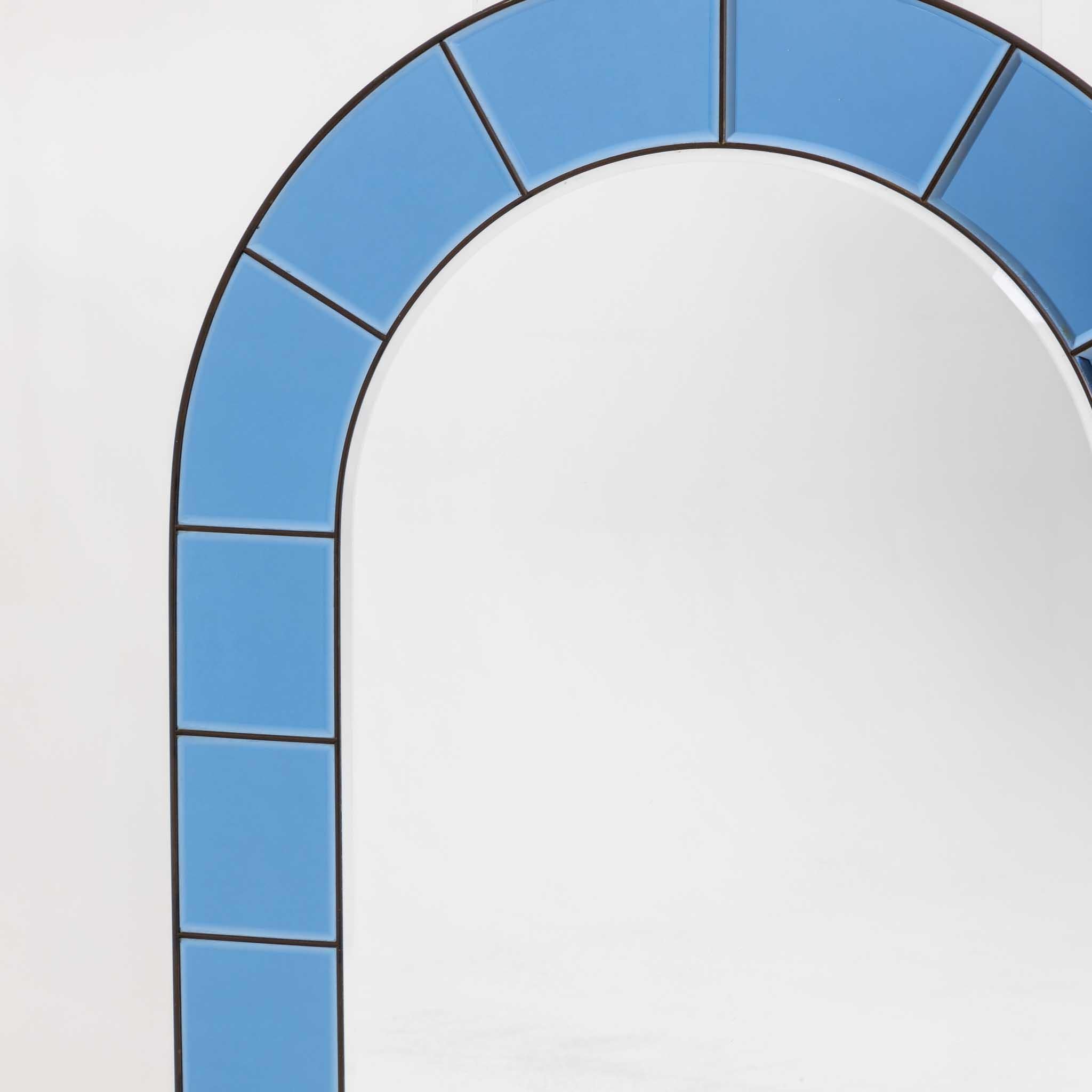 Blue Wall Mirror in the Style of Cristal Arte, Glass and Metal, Italy 1960s For Sale 4