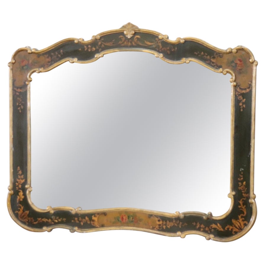 Wall Mirror in Venetian Baroque Style with Lacquered Wood Frame For Sale