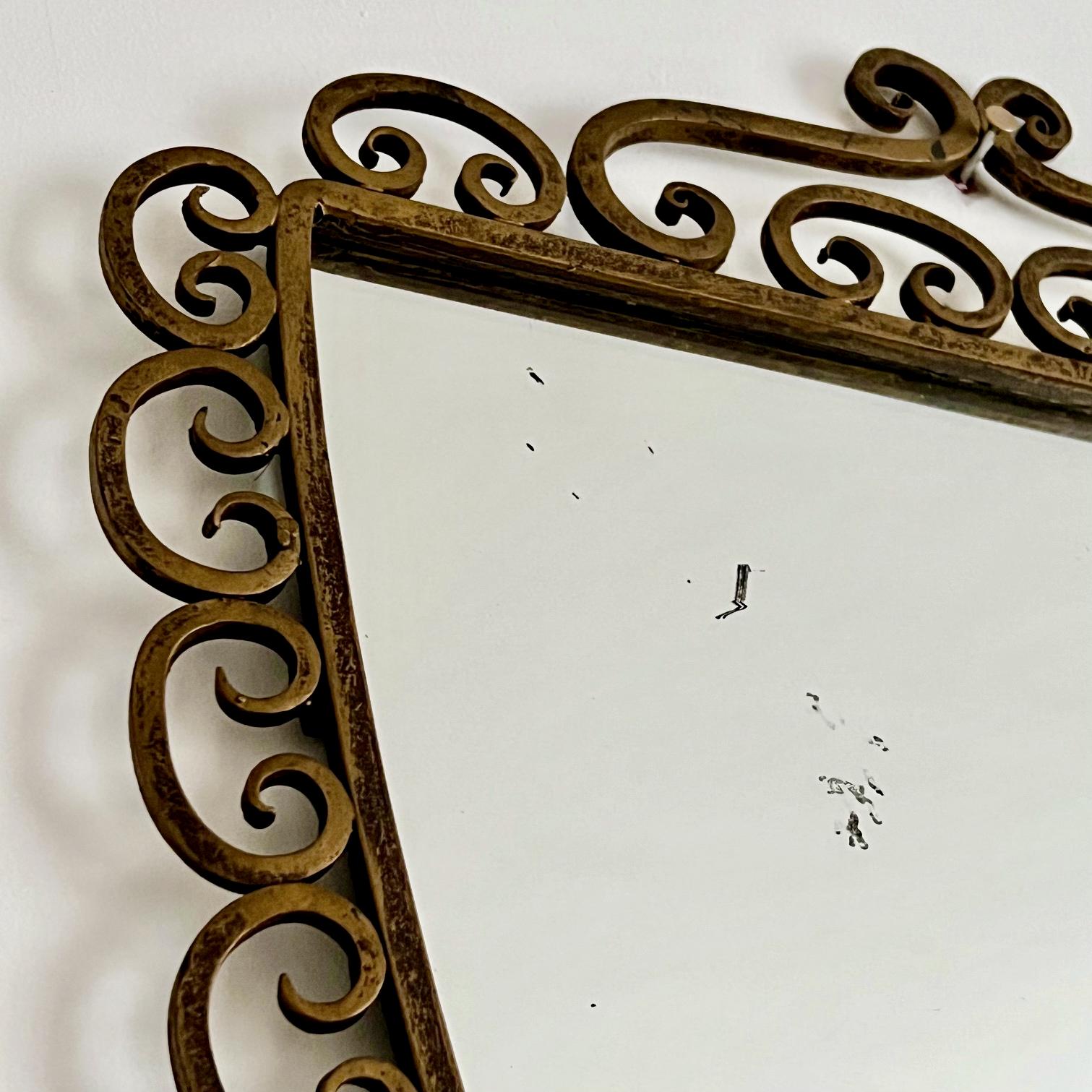 Italian Wall Mirror in Wrought Iron Frame with Painted Finish, Italy For Sale