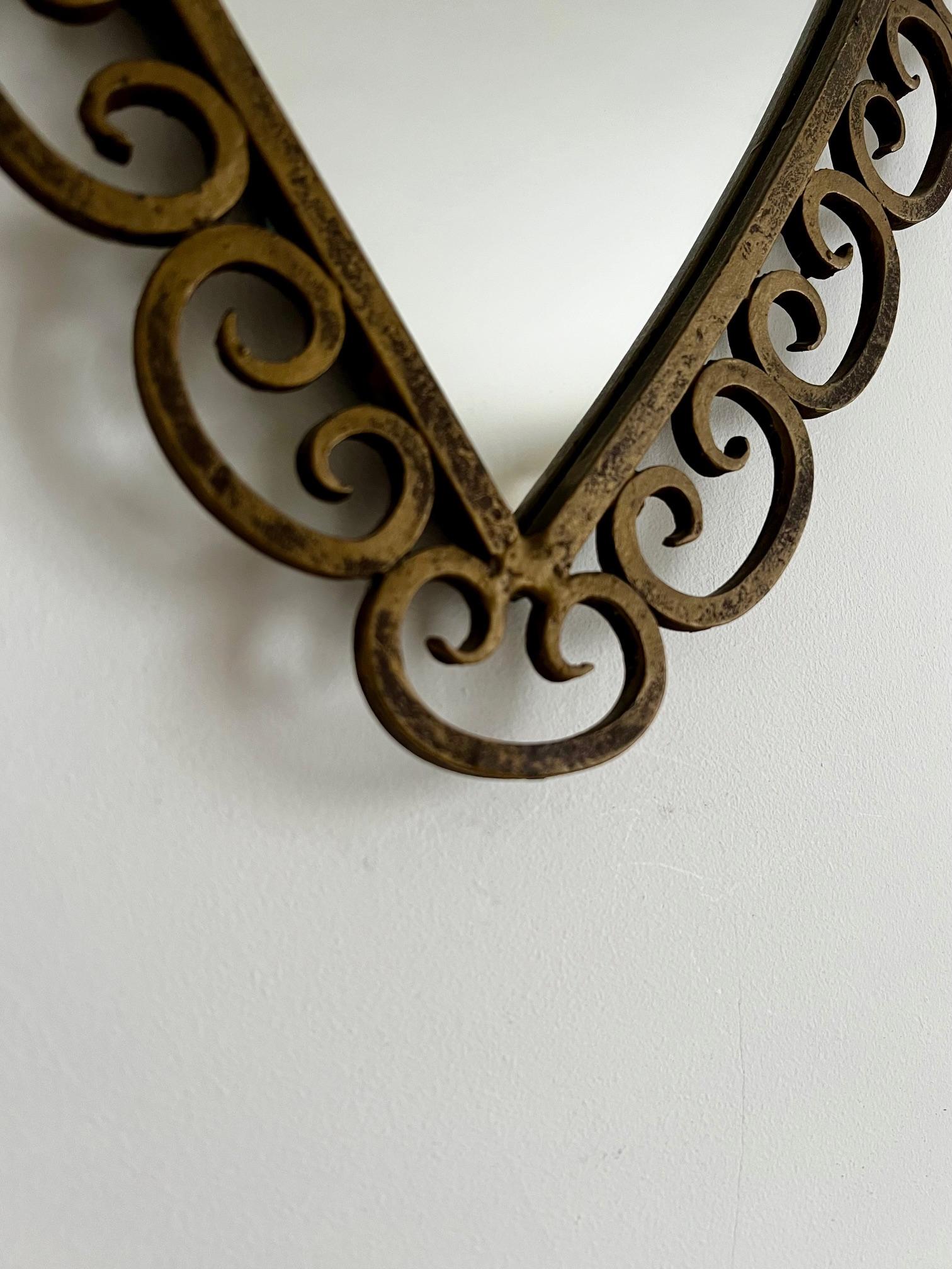 Wall Mirror in Wrought Iron Frame with Painted Finish, Italy In Fair Condition For Sale In London, GB