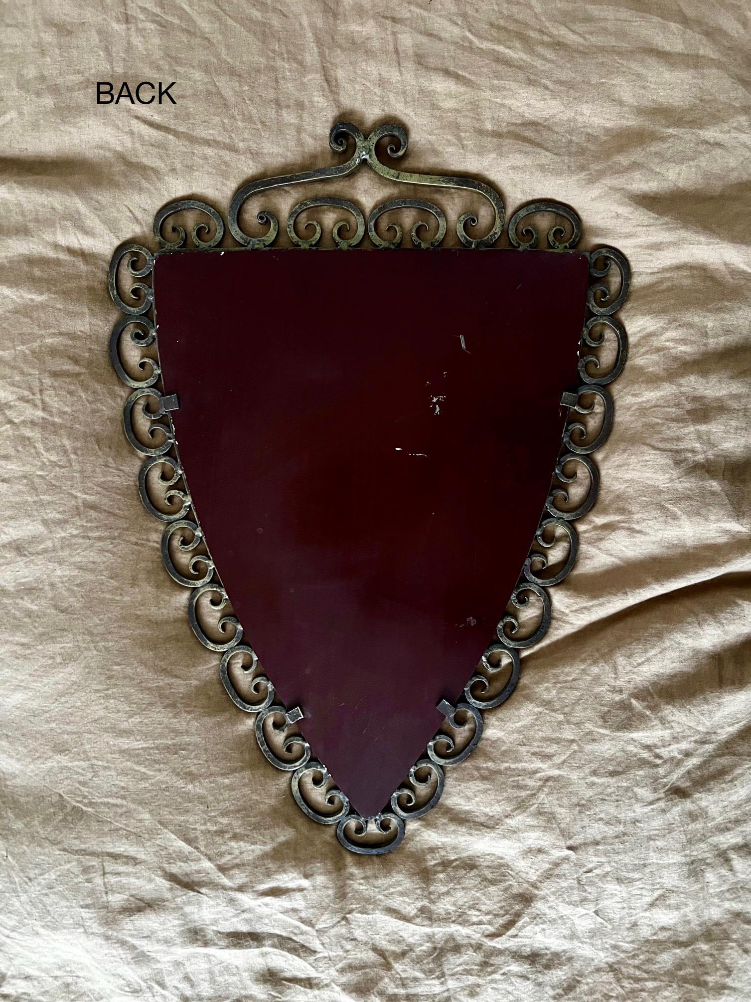 20th Century Wall Mirror in Wrought Iron Frame with Painted Finish, Italy For Sale