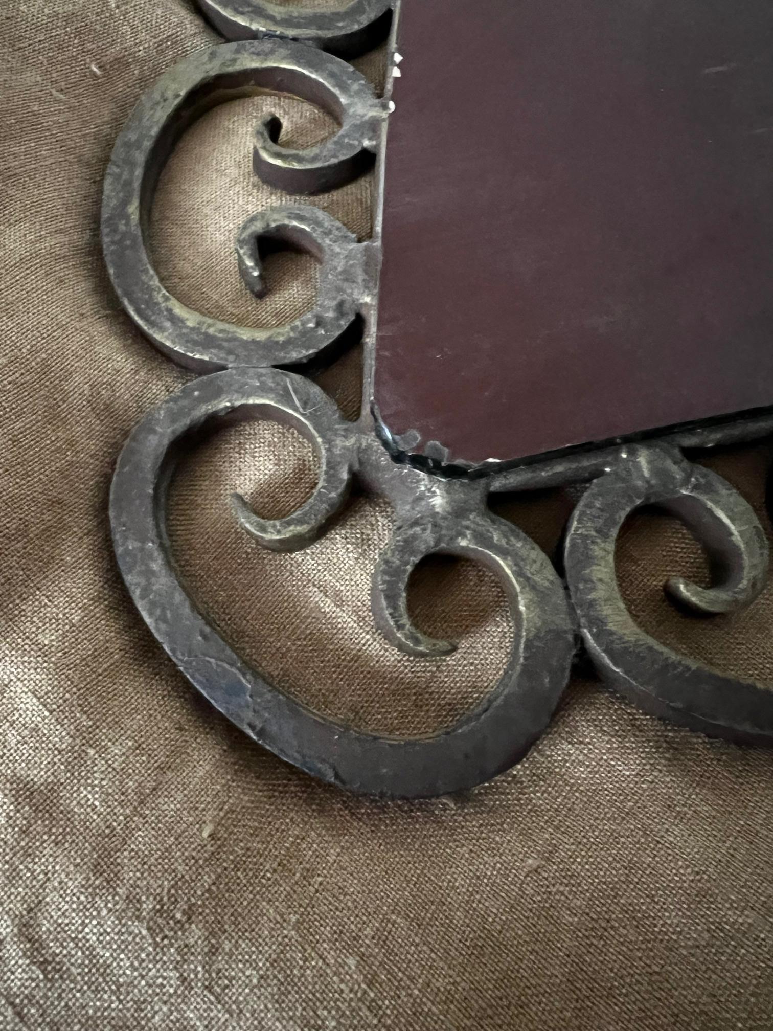 Wall Mirror in Wrought Iron Frame with Painted Finish, Italy For Sale 2