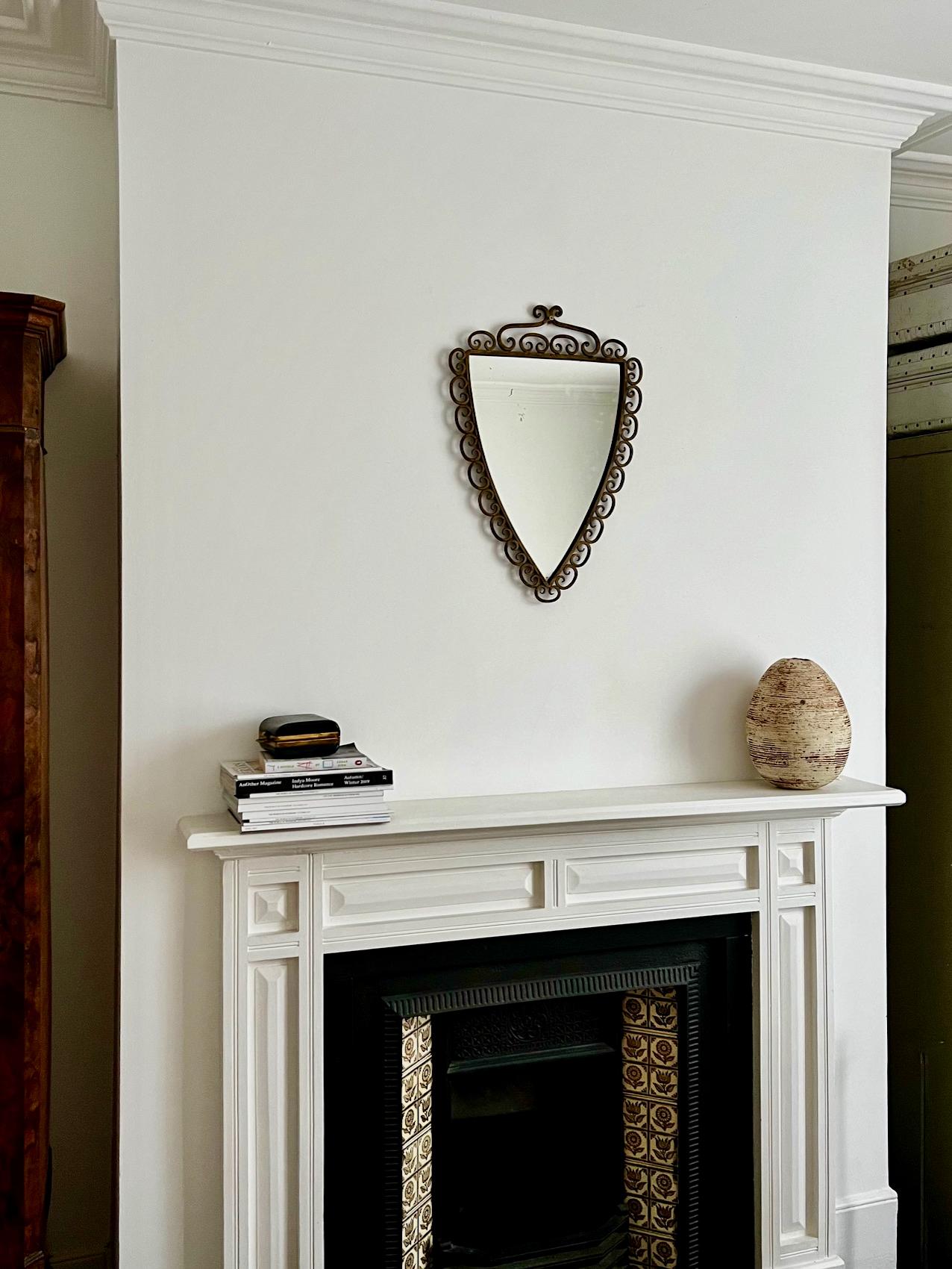 Wall Mirror in Wrought Iron Frame with Painted Finish, Italy For Sale 3
