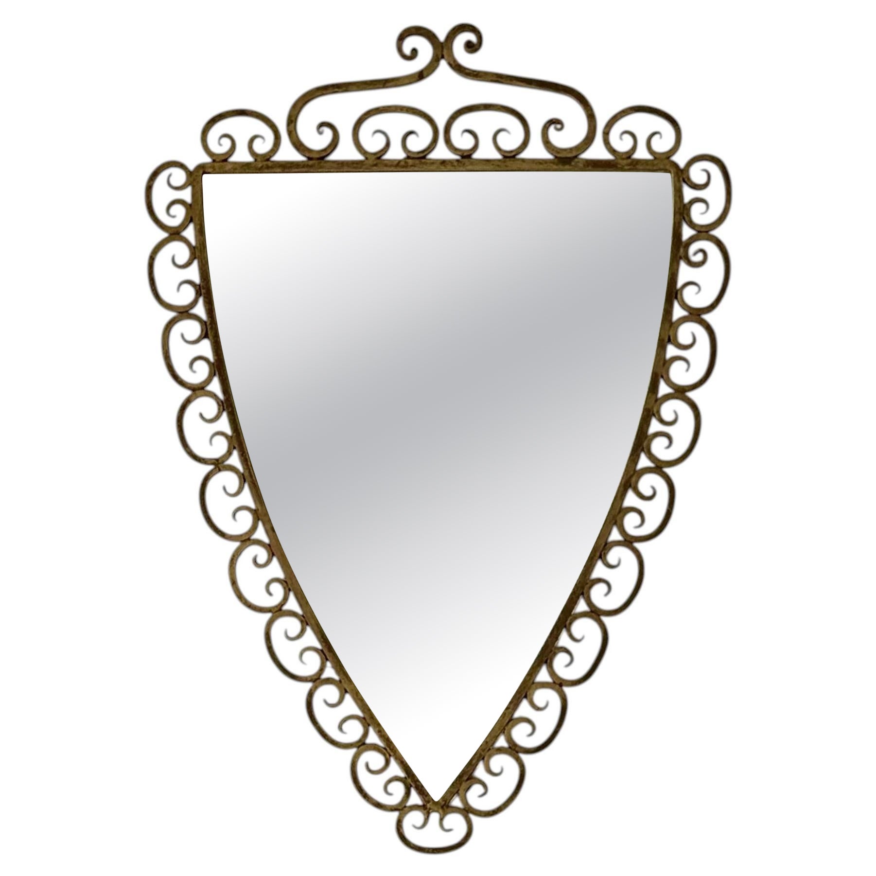 Wall Mirror in Wrought Iron Frame with Painted Finish, Italy For Sale