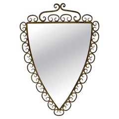Wall Mirror in Wrought Iron Frame with Painted Finish, Italy
