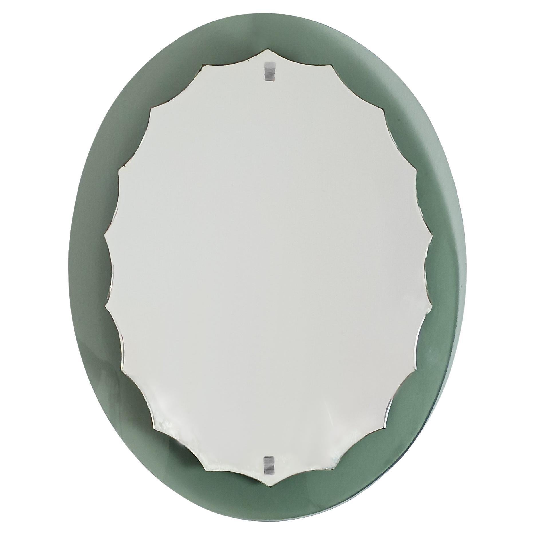 Mid-Century Modern Wall Mirror With Gray Back Glass - Italy 
