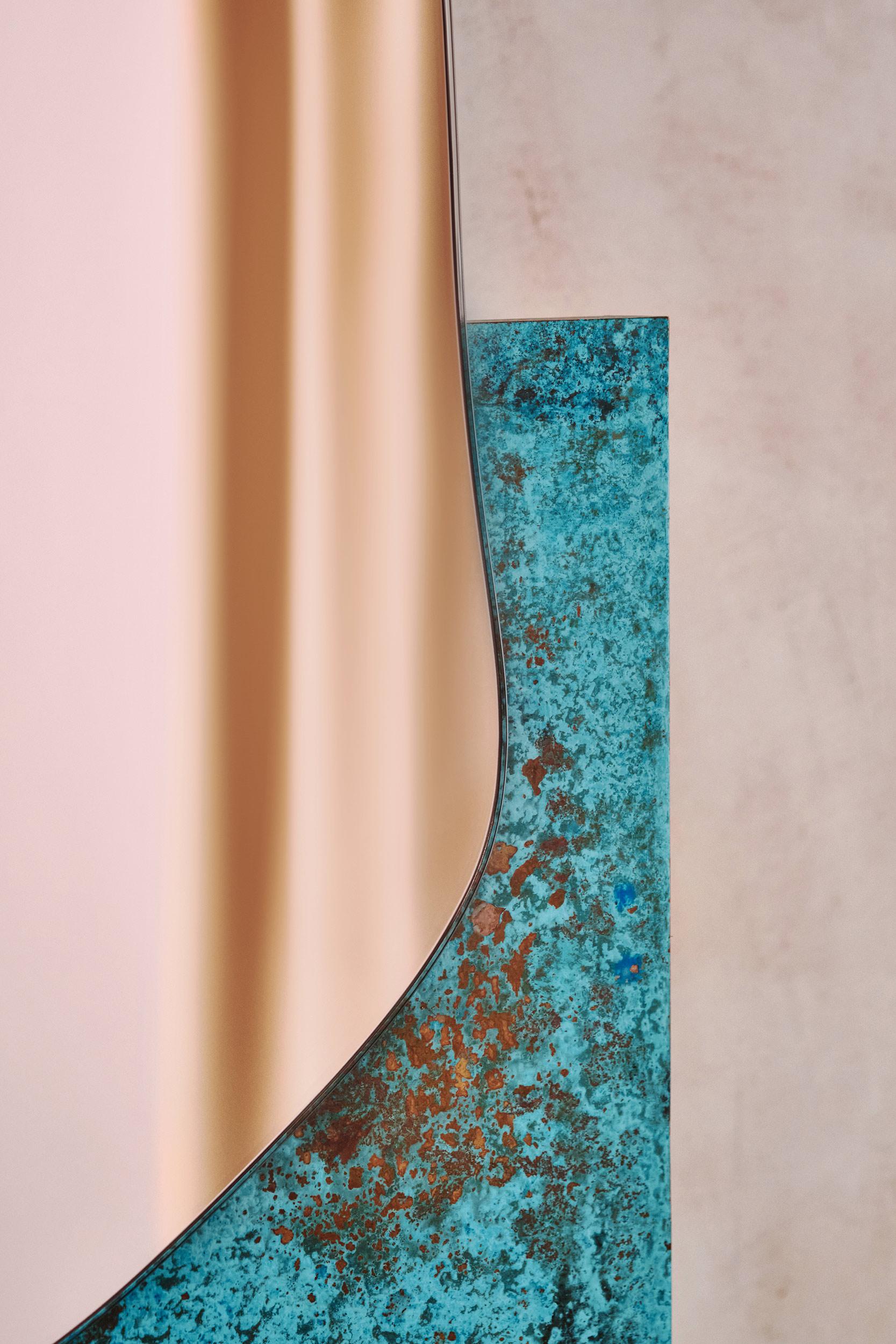 Espejo de Pared Lago 3 by Noom con Base Statuario de Mármol Blanco y Tinte Cobre en Nuevo estado para la venta en Paris, FR