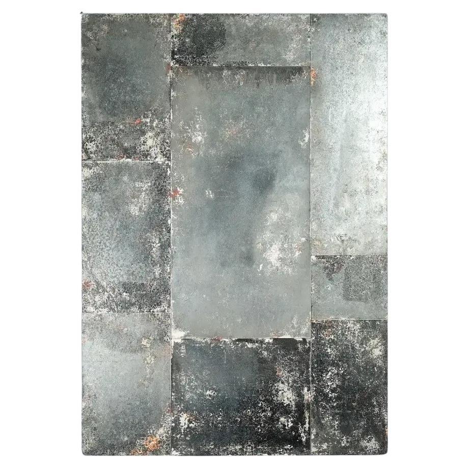 Wall Mirror, Large Size, Oxidized Glass, 1950s Style