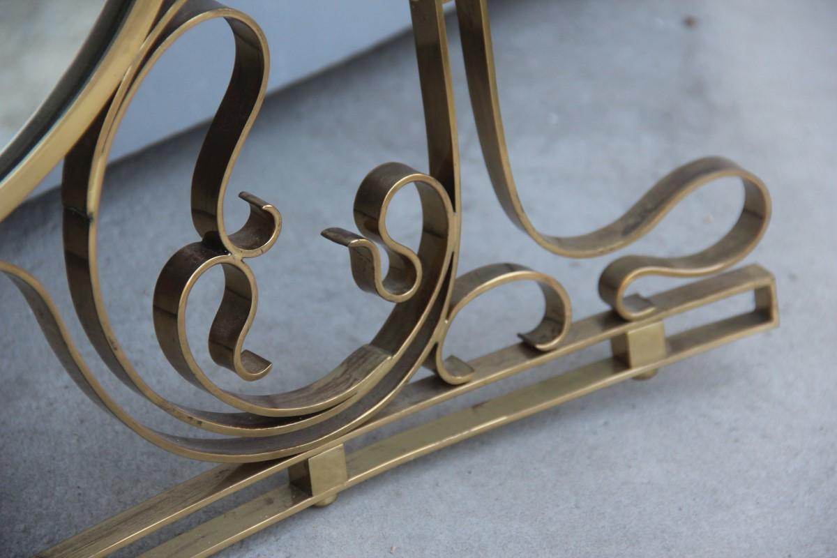 Wall Mirror Made of Shaped Solid Brass and Hand-Worked French Design, 1950 For Sale 4