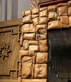Wall Mirror Made of Wooden Pieces in Puzzle Style