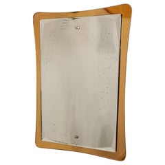 Wall Mirror Mirrored Glass Chrome Metal Midcentury Italian Design, 1970s