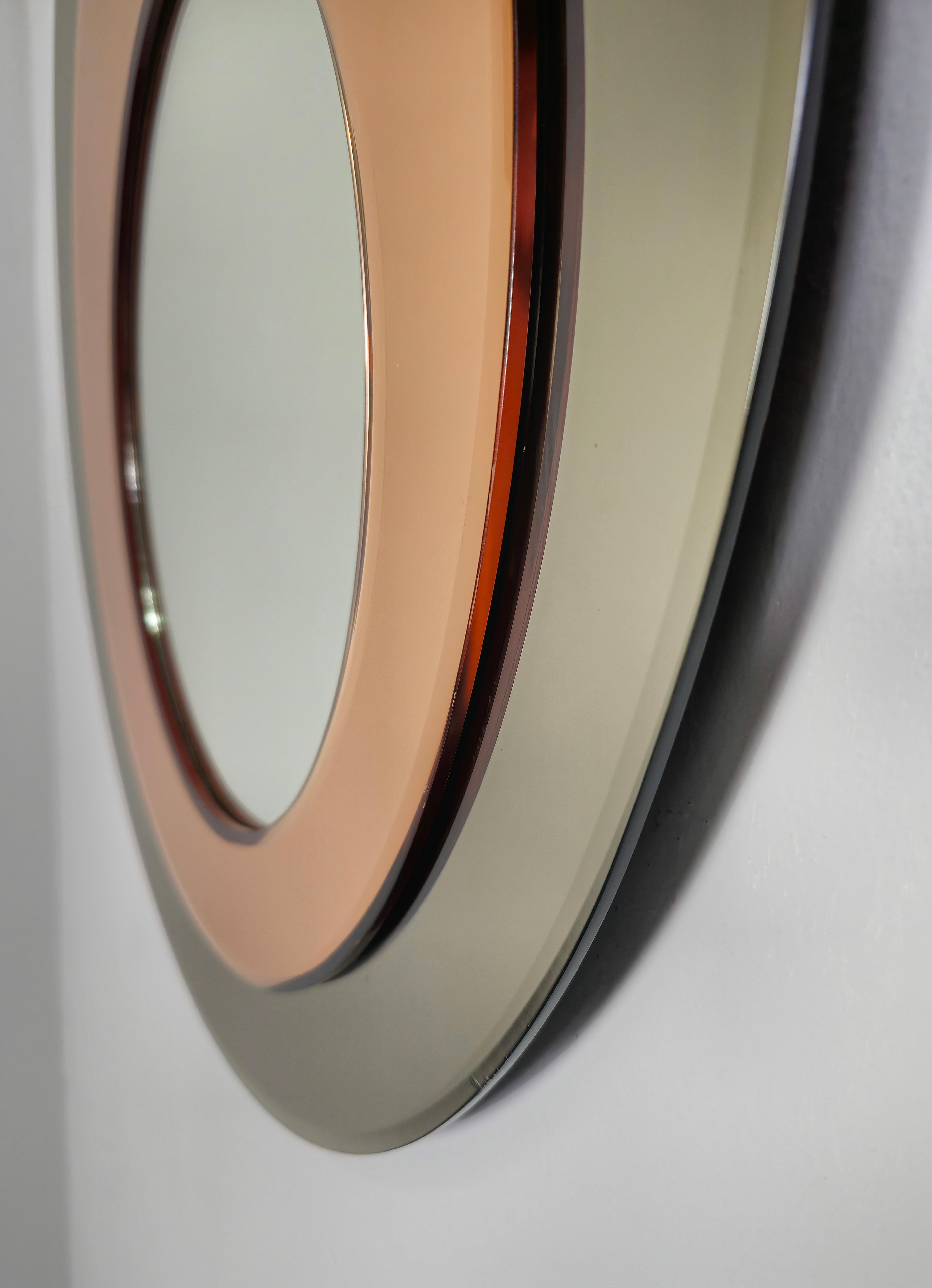 20th Century Wall Mirror Mirrored Glass Round Rimadesio Midcentury Italian Design, 1970s For Sale