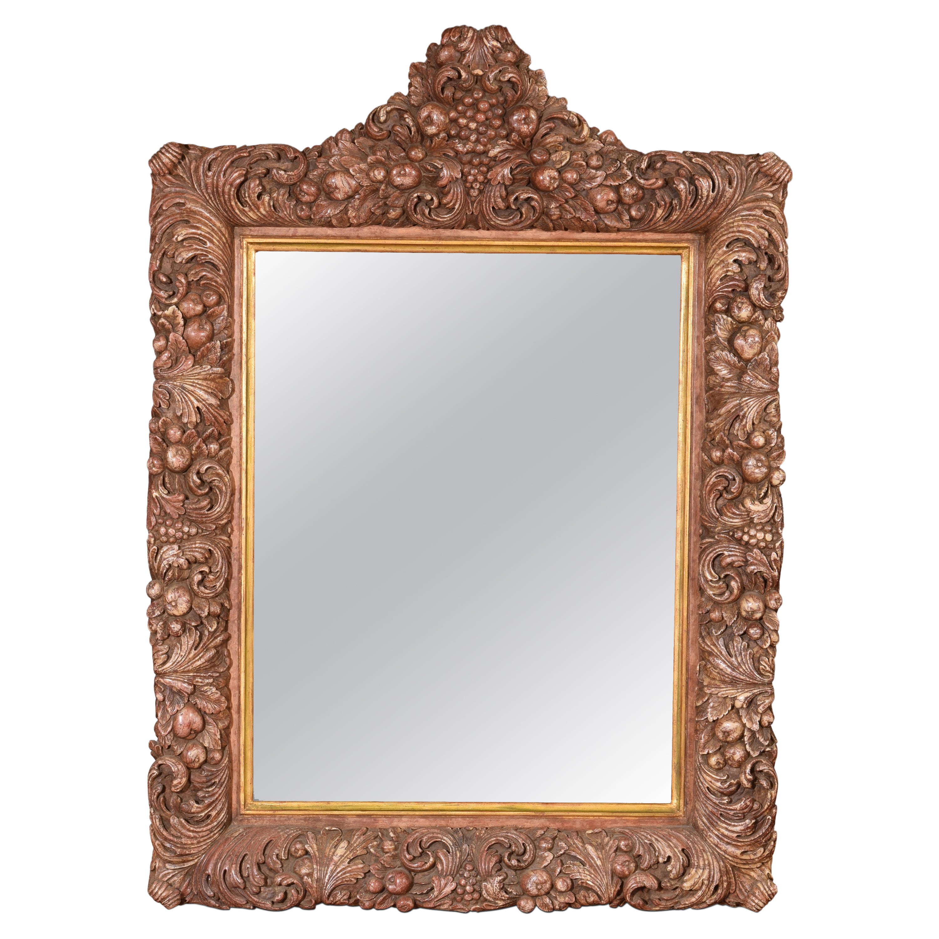 Wall mirror. Modeled alabaster. 20th century.