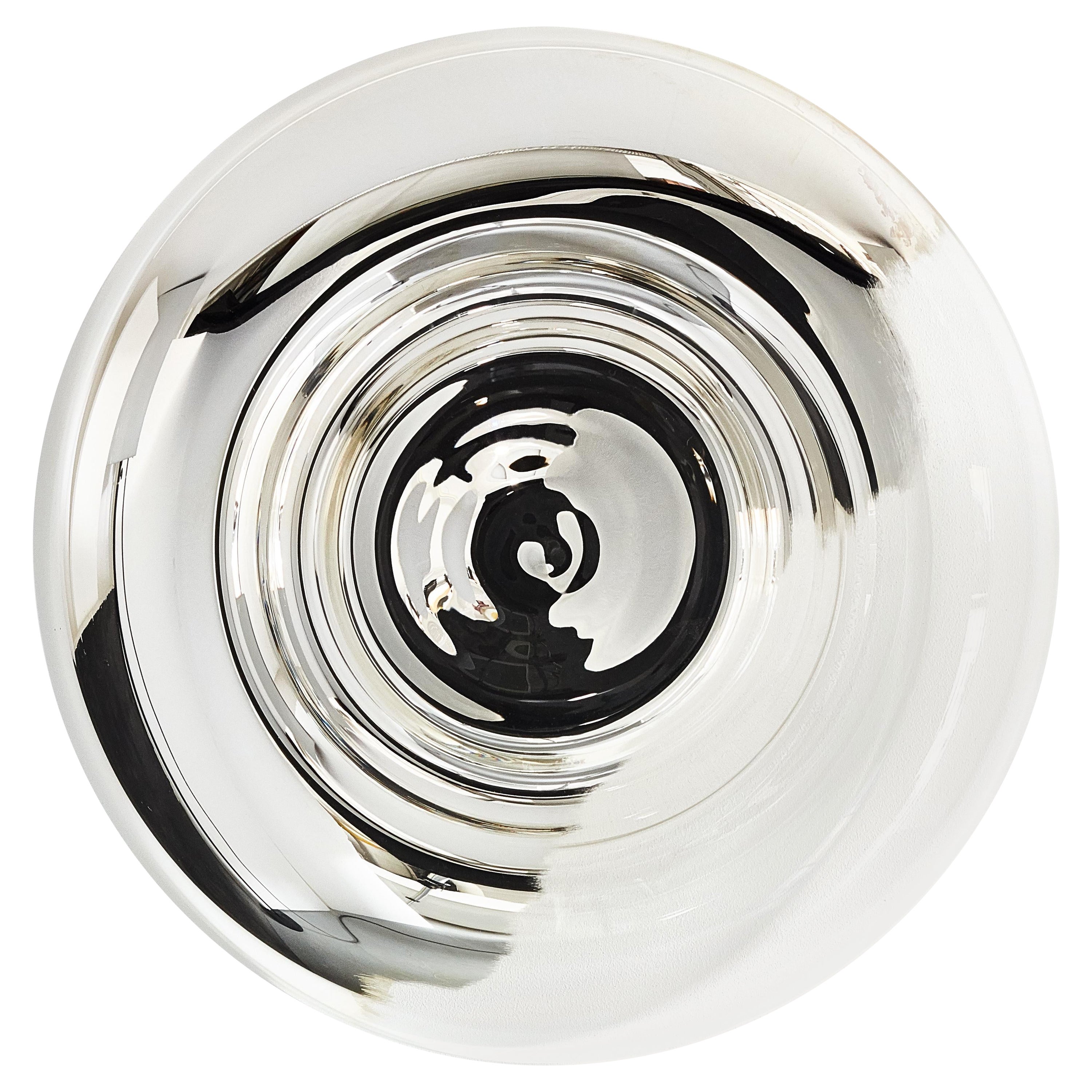 Wall Mirror Mold-blown Glass with Plated Silver Handcrafted by Sanna Völker