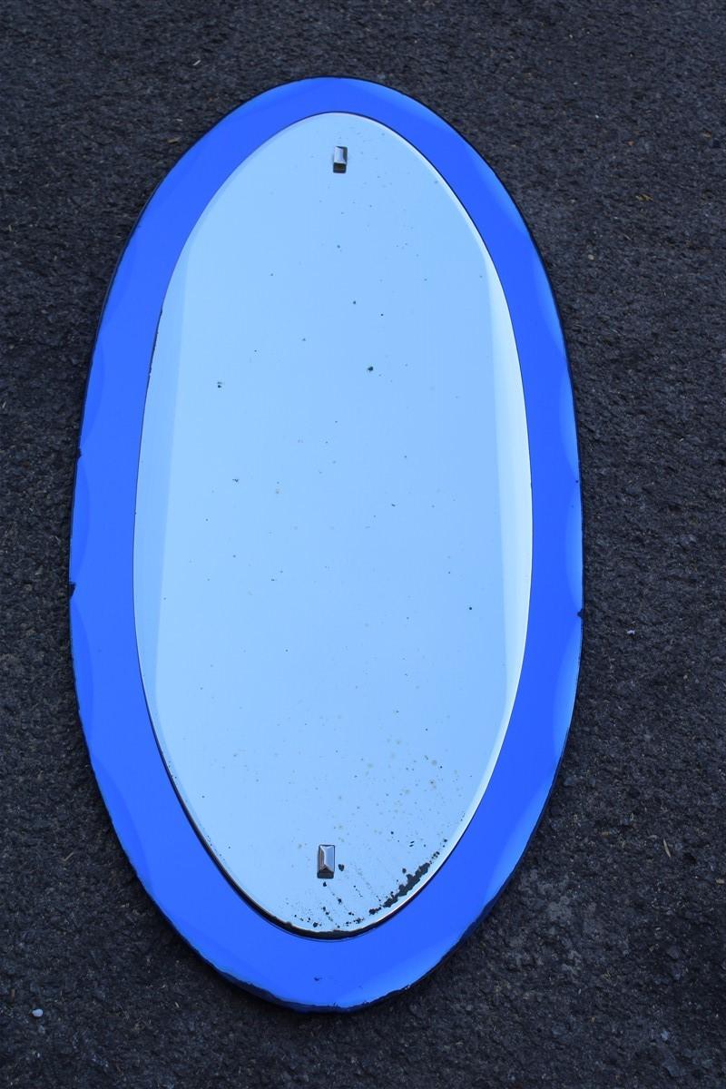 Wall Mirror Oval Blu Cobal Veca Design, Italian, 1960s In Good Condition For Sale In Palermo, Sicily