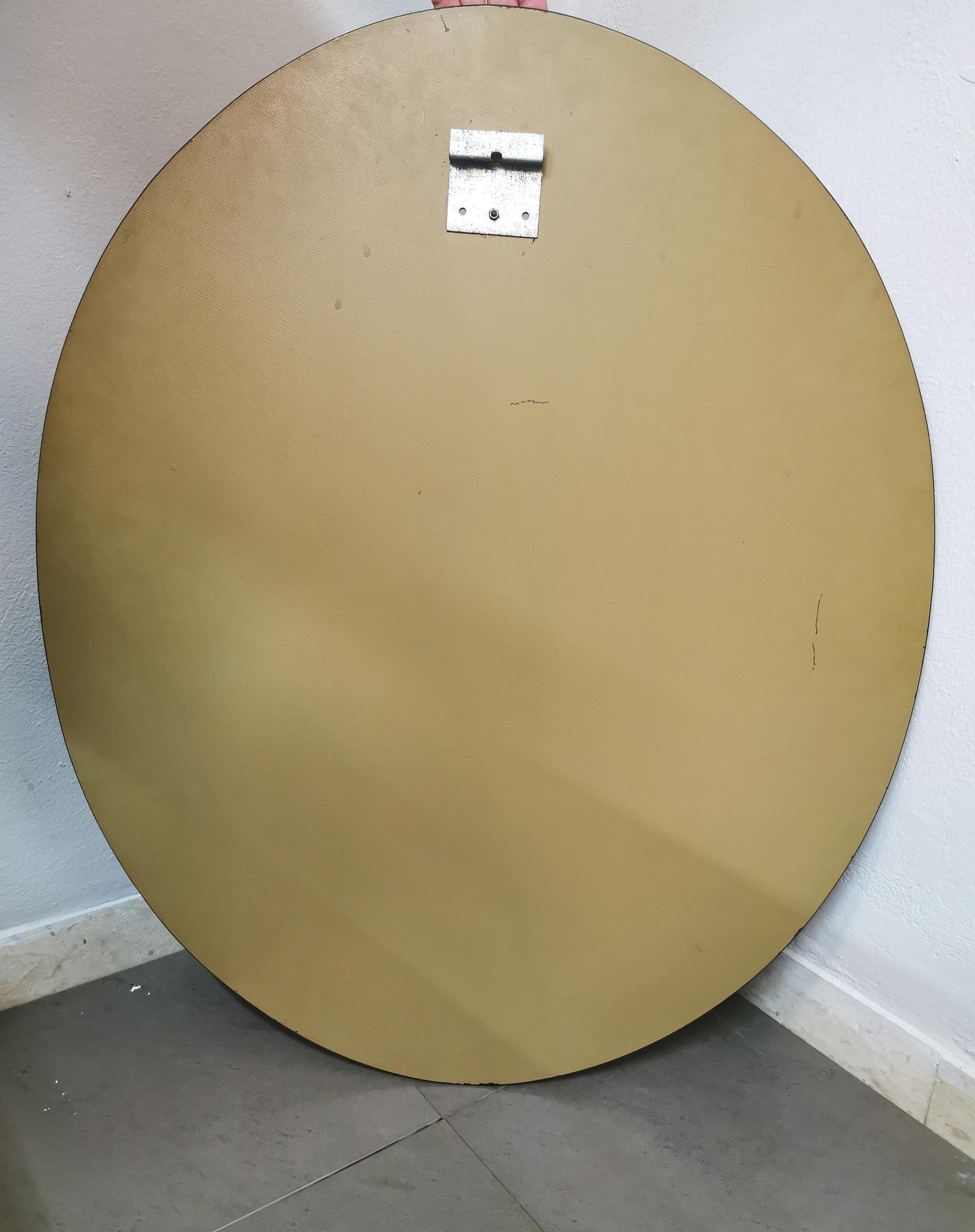 Wall Mirror Oval Mirrored Smoked Glass Rounded Corners Midcentury Italy 1970s For Sale 2