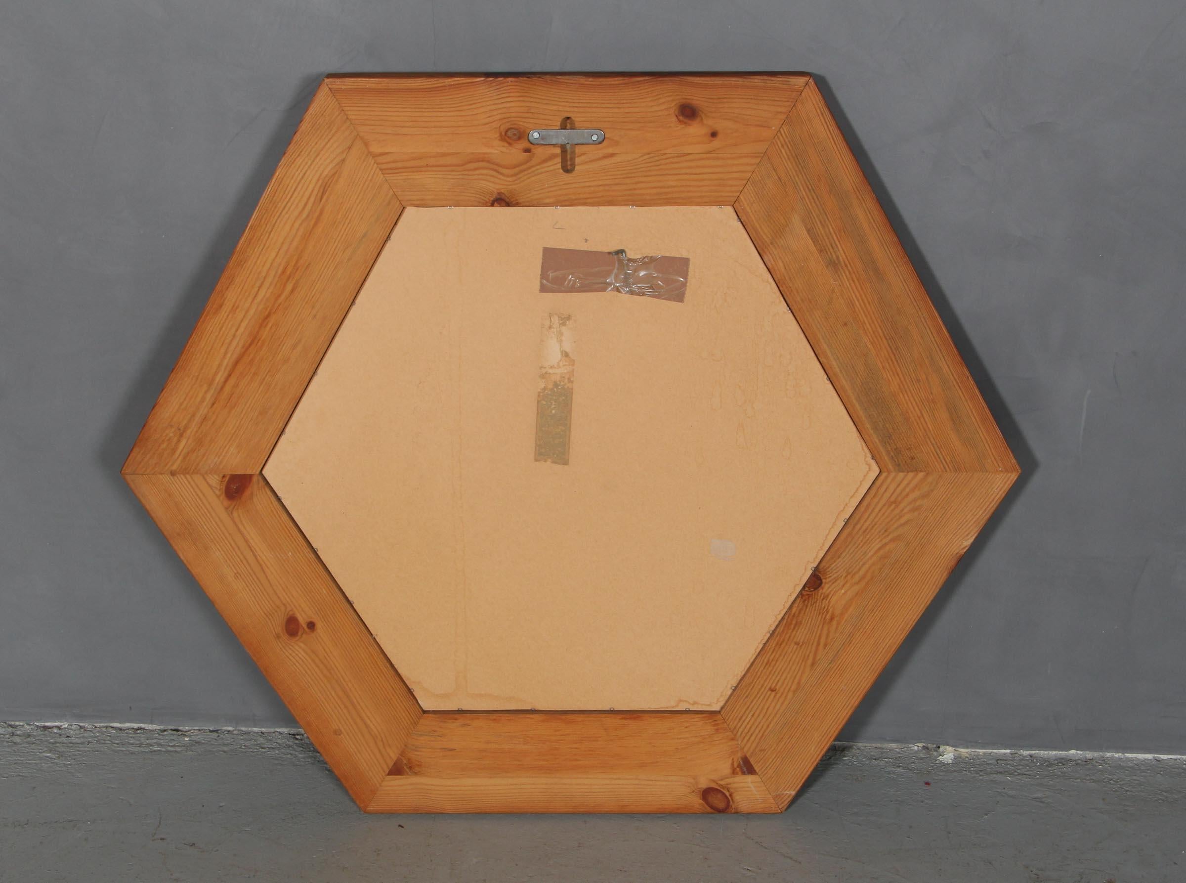 Wall Mirror, Pine, Sweden, 1970s In Good Condition For Sale In Esbjerg, DK