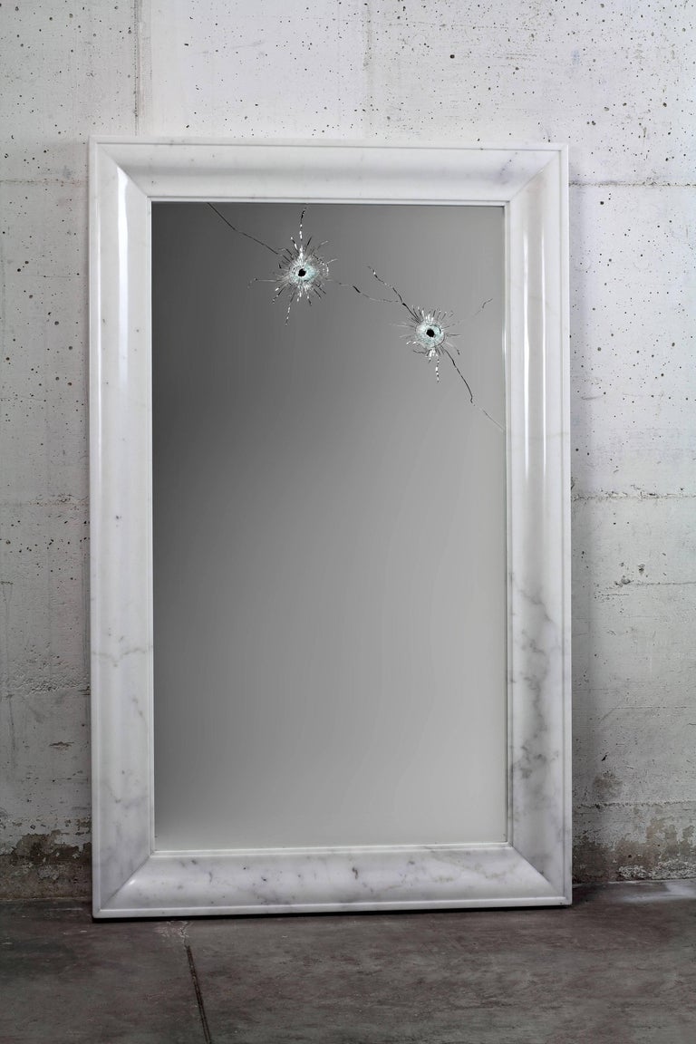 Wall Mirror Rectangular White Marble Italian Contemporary Design For Sale at 1stDibs