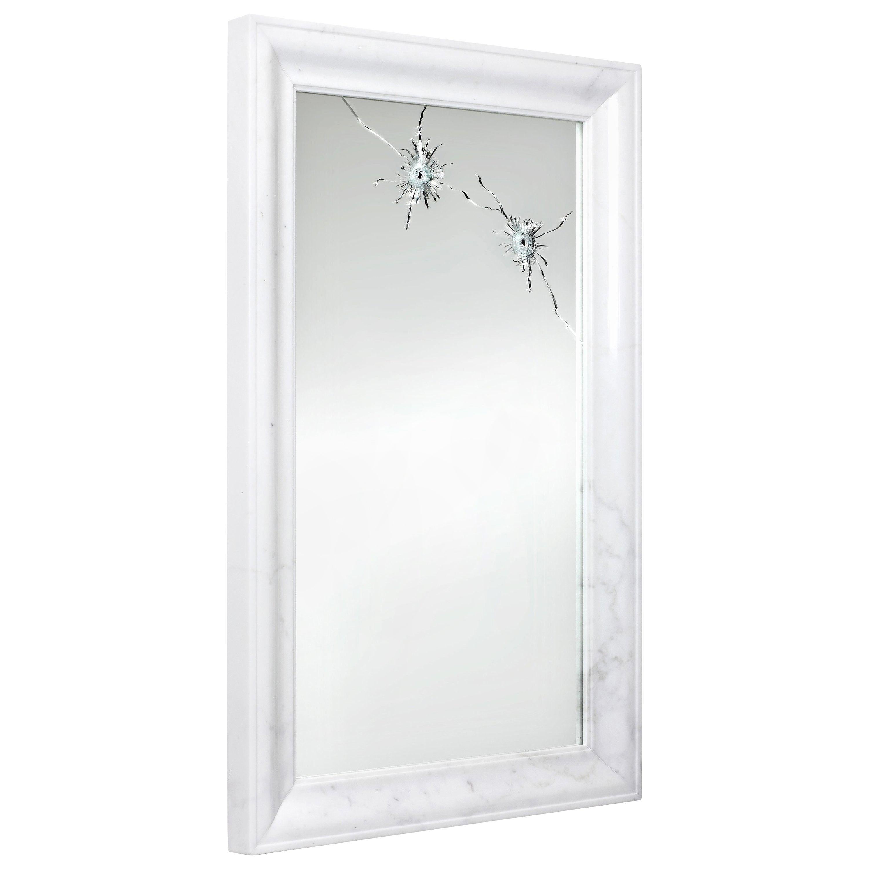 Wall Console Mirror Classic White Statuary Marble Frame Collectible Design Italy