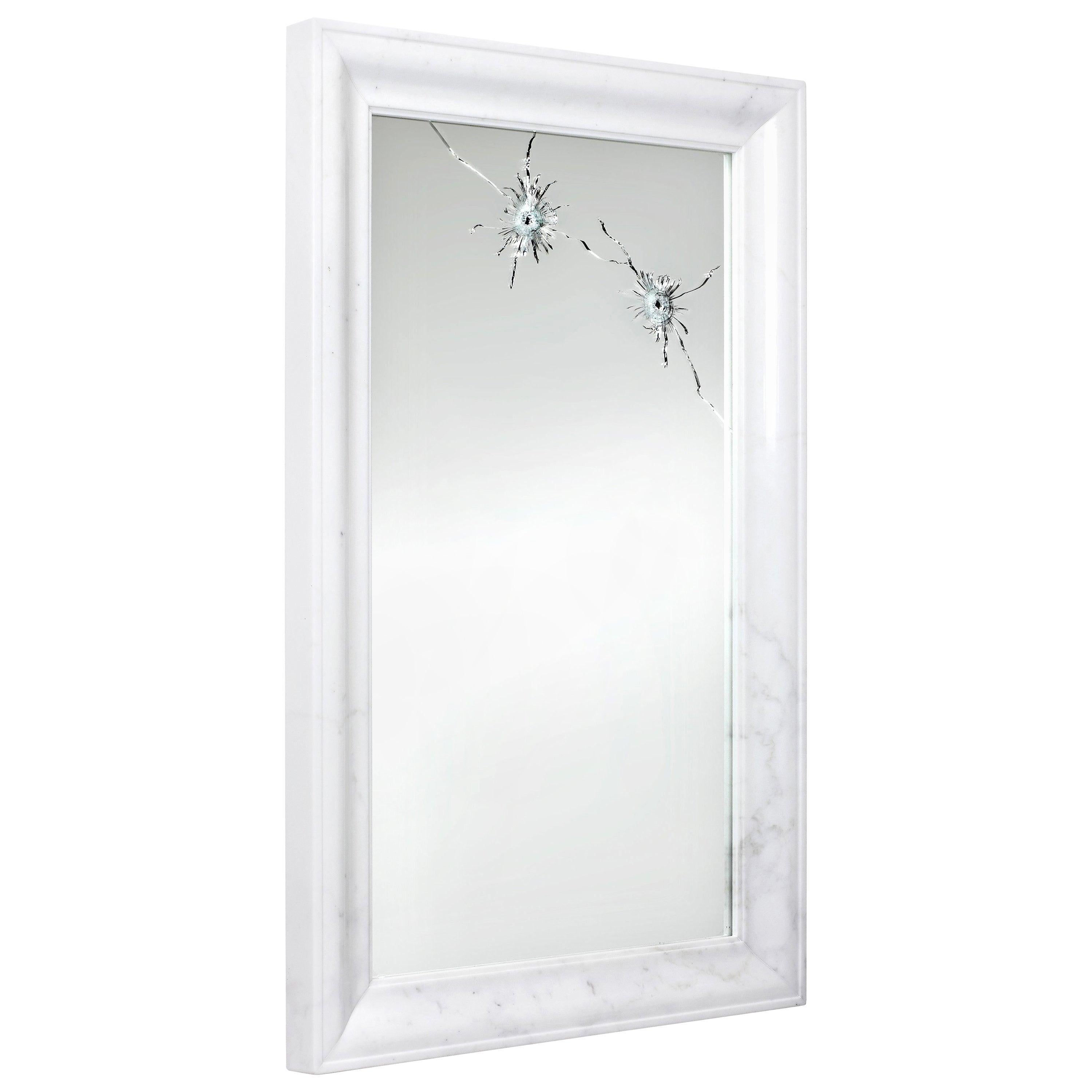 Wall Console Mirror Rectangular White Statuary Marble Frame Collectible Design