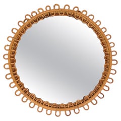 Wall Mirror Round Bamboo 
Rattan Italy 1960s