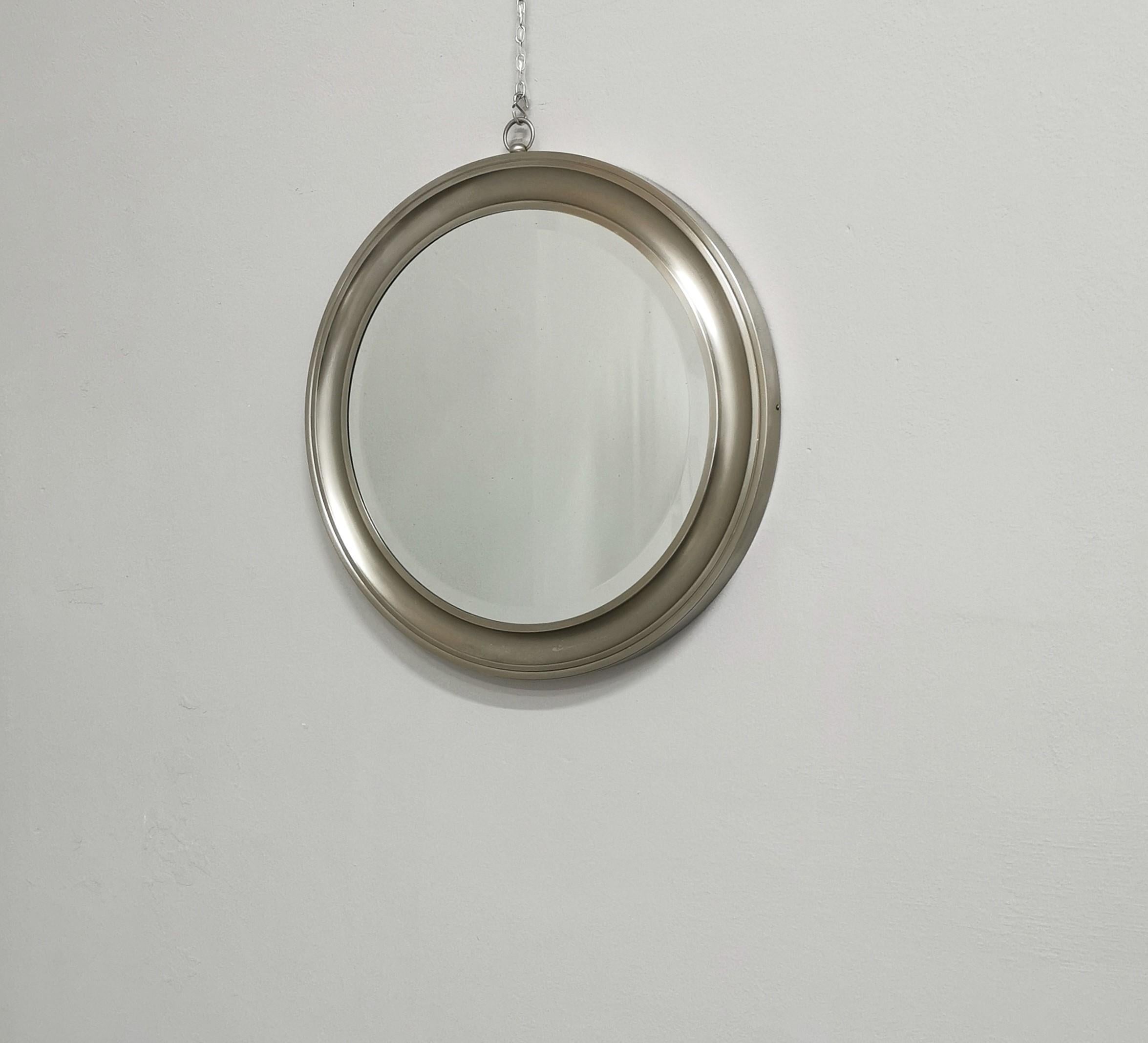 Mid-Century Modern Wall Mirror Round Sergio Mazza for Artemide Metal Midcentury Italian Design 1960