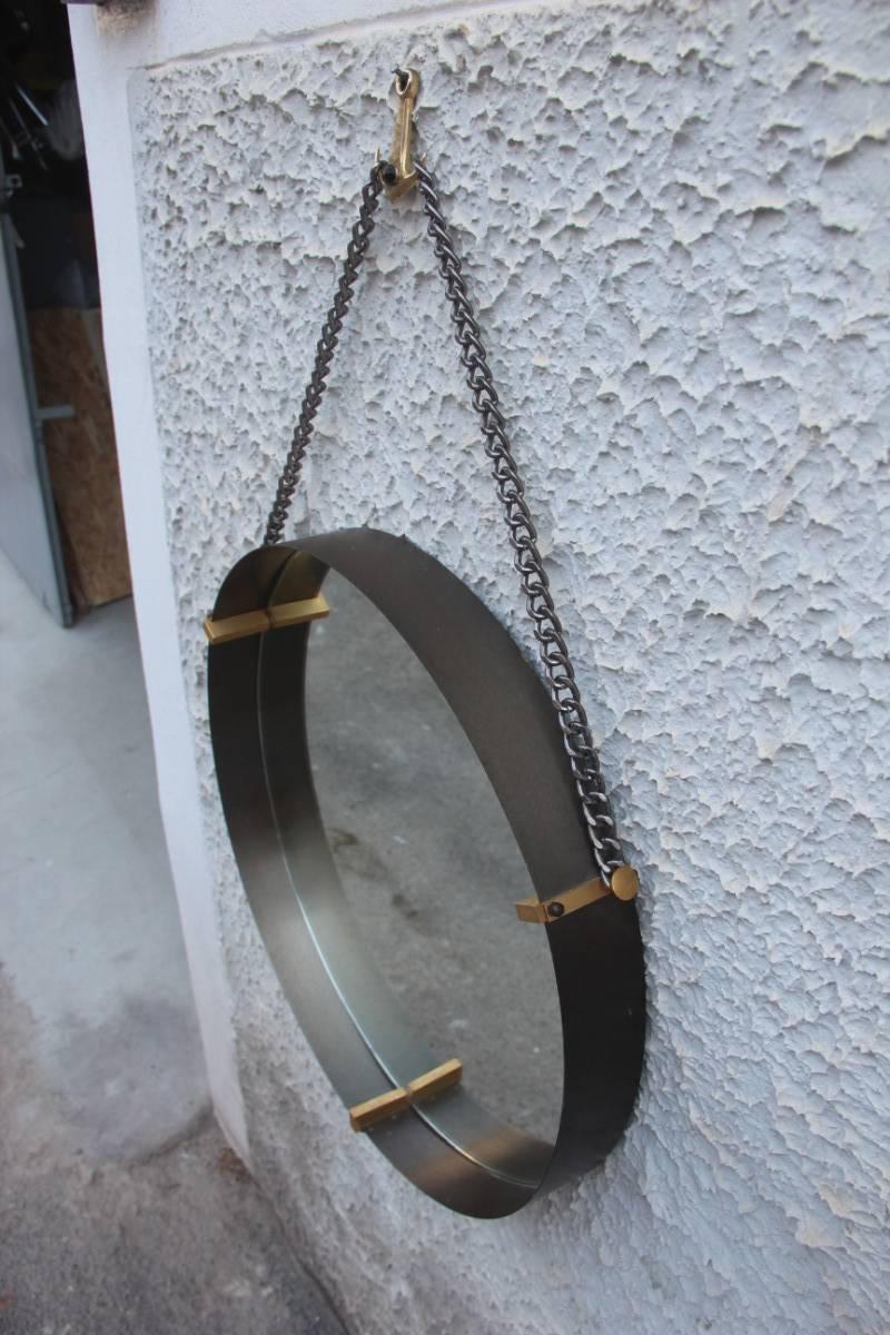 Wall Mirror Santambrogi & De Berti 1950s Italian Design Mid-century Modern Brass For Sale 5