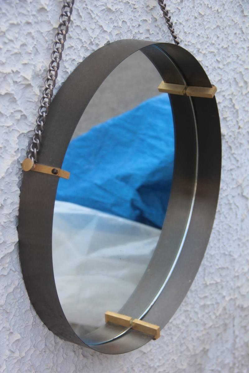 Mid-20th Century Wall Mirror Santambrogi & De Berti 1950s Italian Design Mid-century Modern Brass For Sale