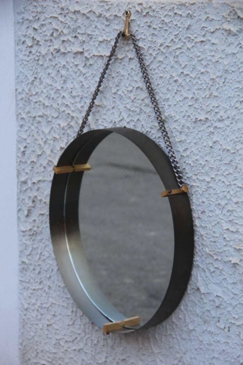 Wall Mirror Santambrogi & De Berti 1950s Italian Design Mid-century Modern Brass For Sale 1
