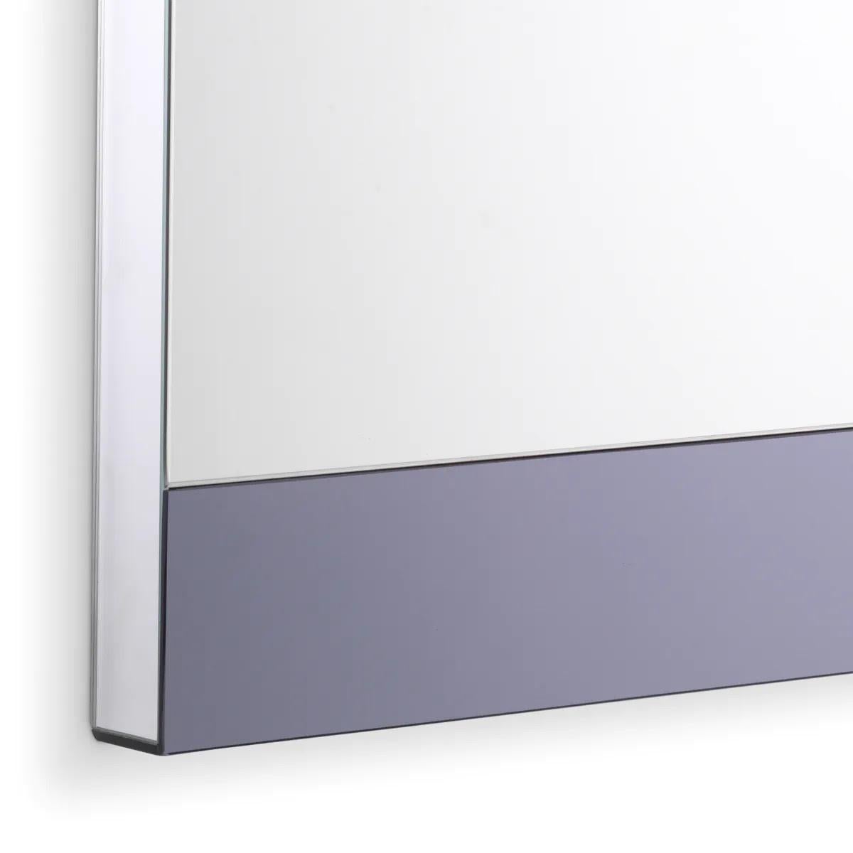 Français Miroir mural, verre miroité fumé et verre miroité cuivré. en vente
