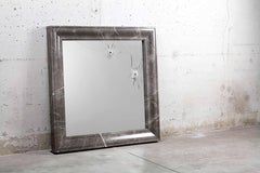 Wall or Console Mirror Square Frame in Grey Marble Collectible Design Handmade