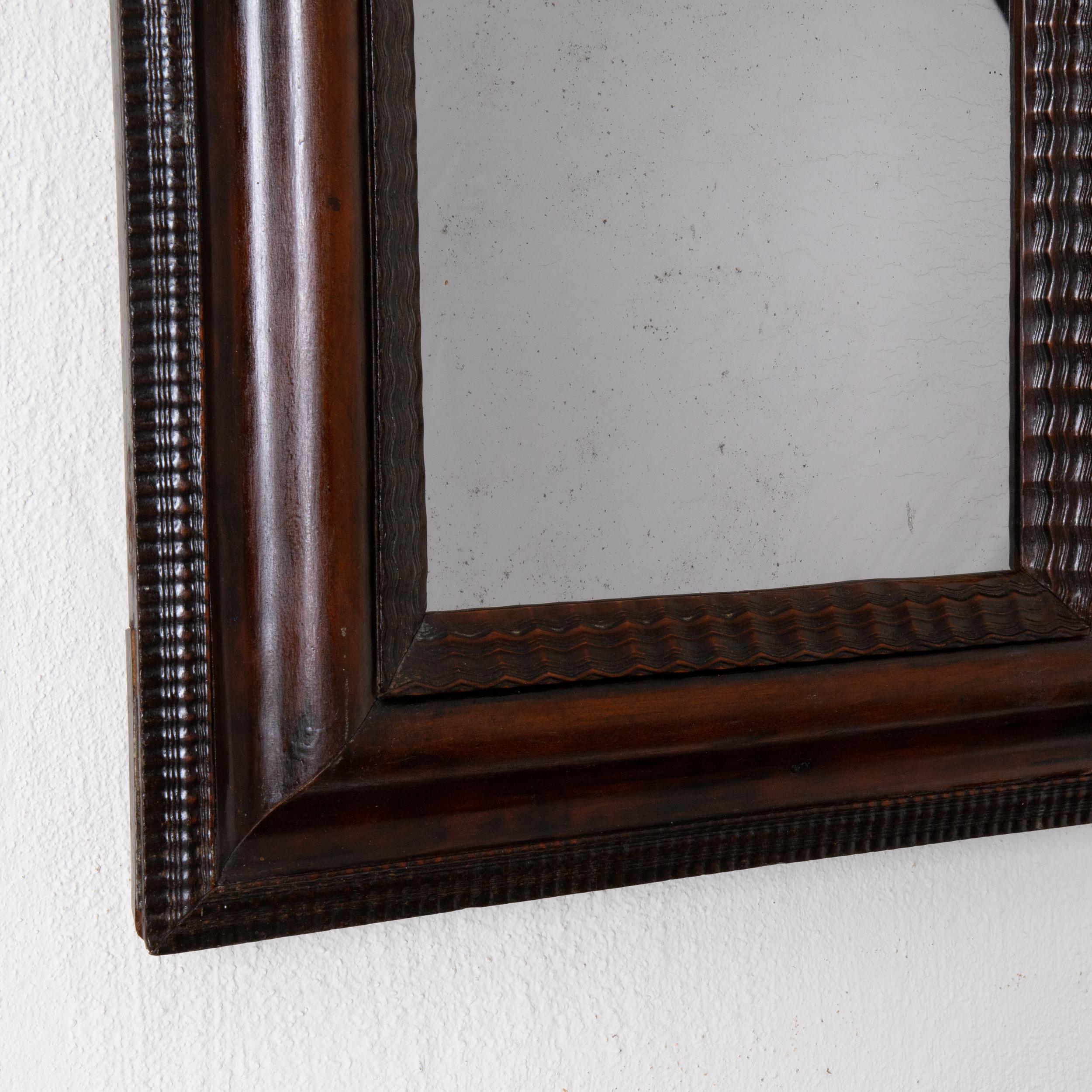 Wall Mirror Swedish Walnut Baroque Brown Frame, Sweden In Good Condition For Sale In New York, NY