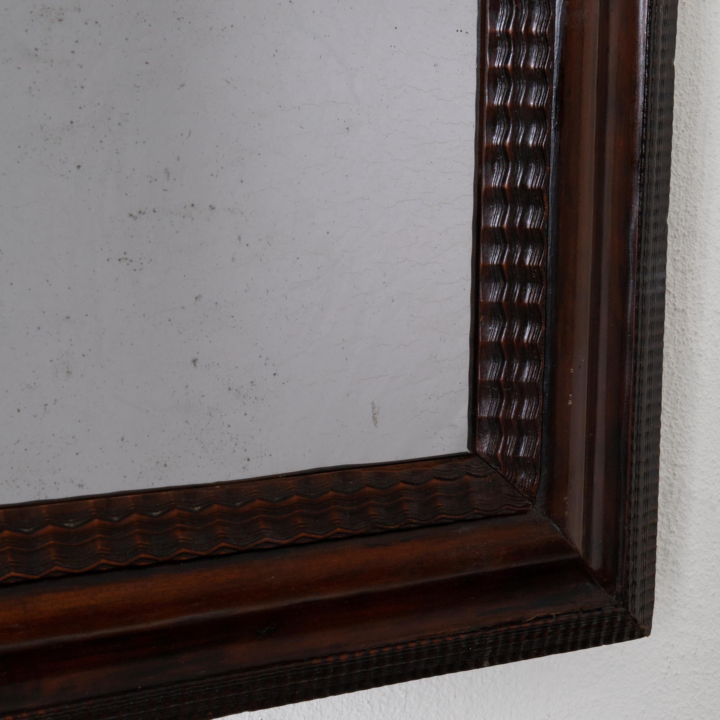 Wall Mirror Swedish Walnut Baroque Brown Frame, Sweden For Sale 1