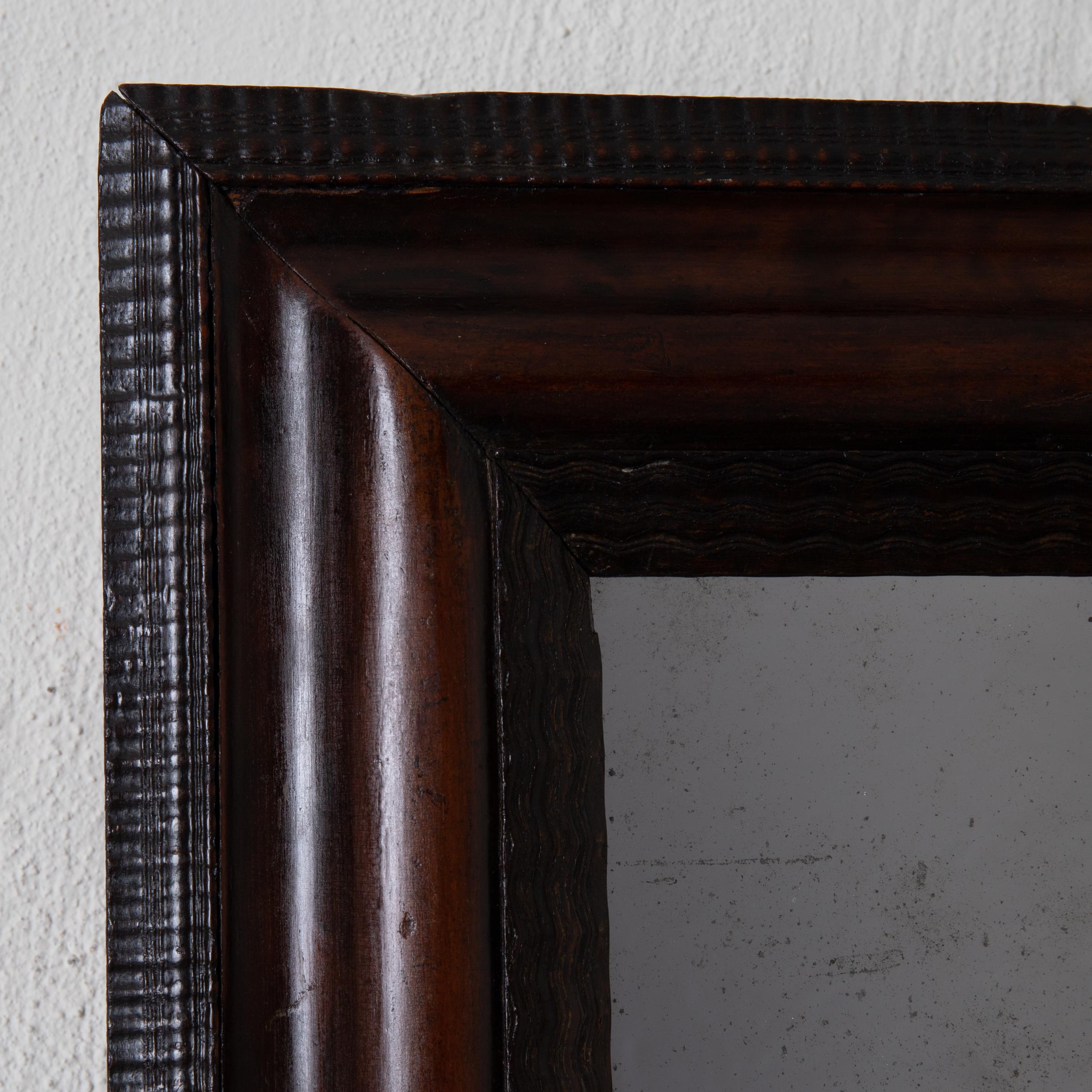 Wall Mirror Swedish Walnut Baroque Brown Frame, Sweden For Sale 2
