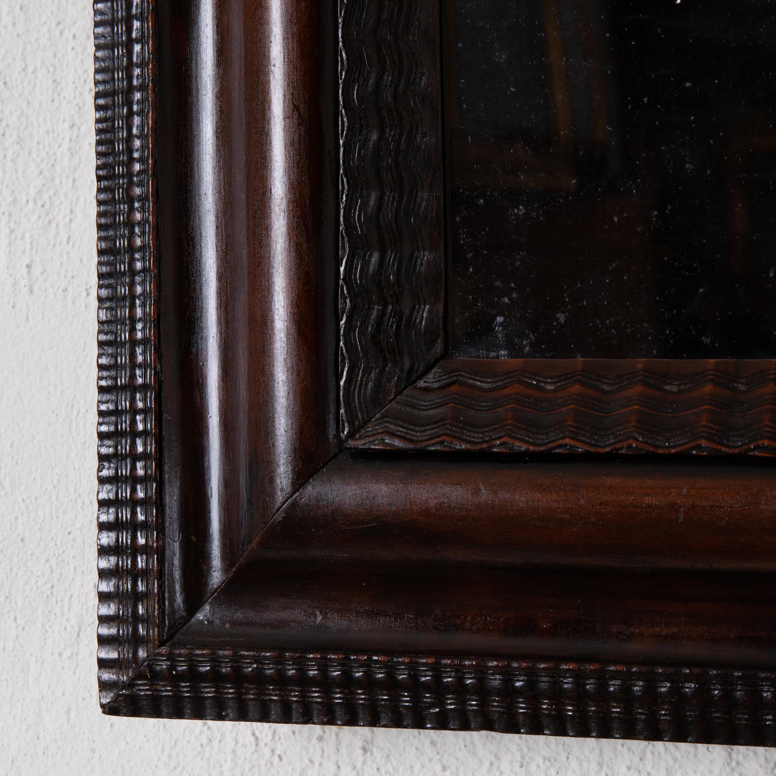 Wall Mirror Swedish Walnut Baroque Brown Frame, Sweden For Sale 4