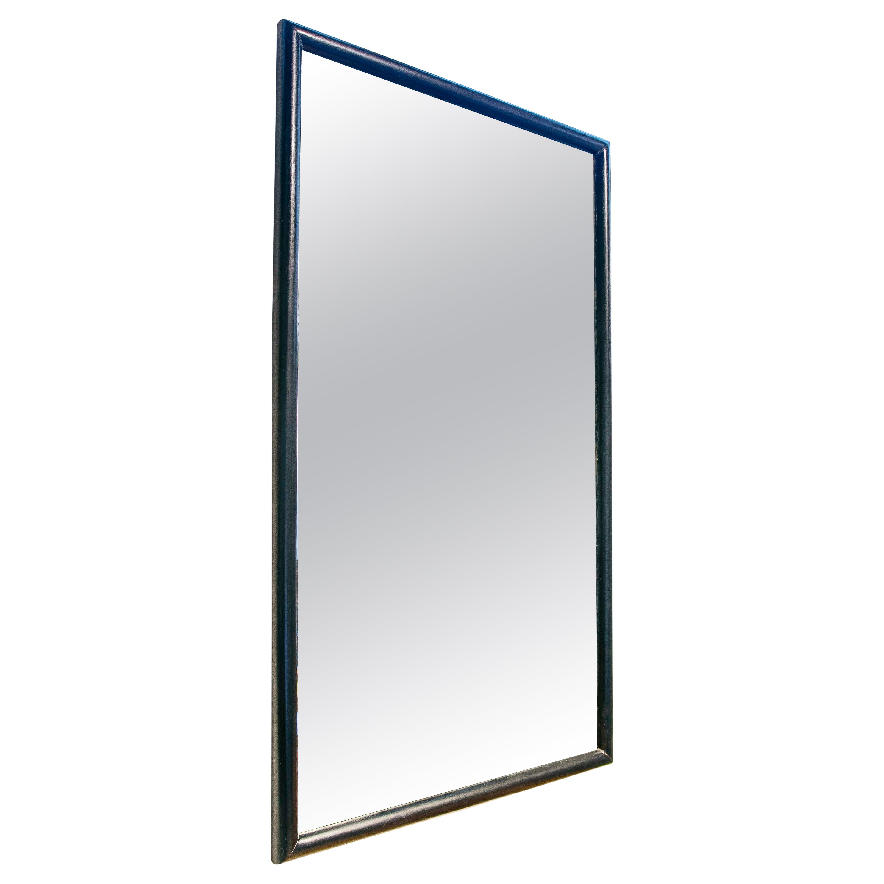 Wall Mirror with Black Frame and Original Aged Glass For Sale