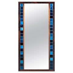 Wall Mirror with blue tiles, Danish Design, 1970s