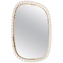 Wall Mirror with Brass Scrolls by Josef Frank, 1950s Sweden
