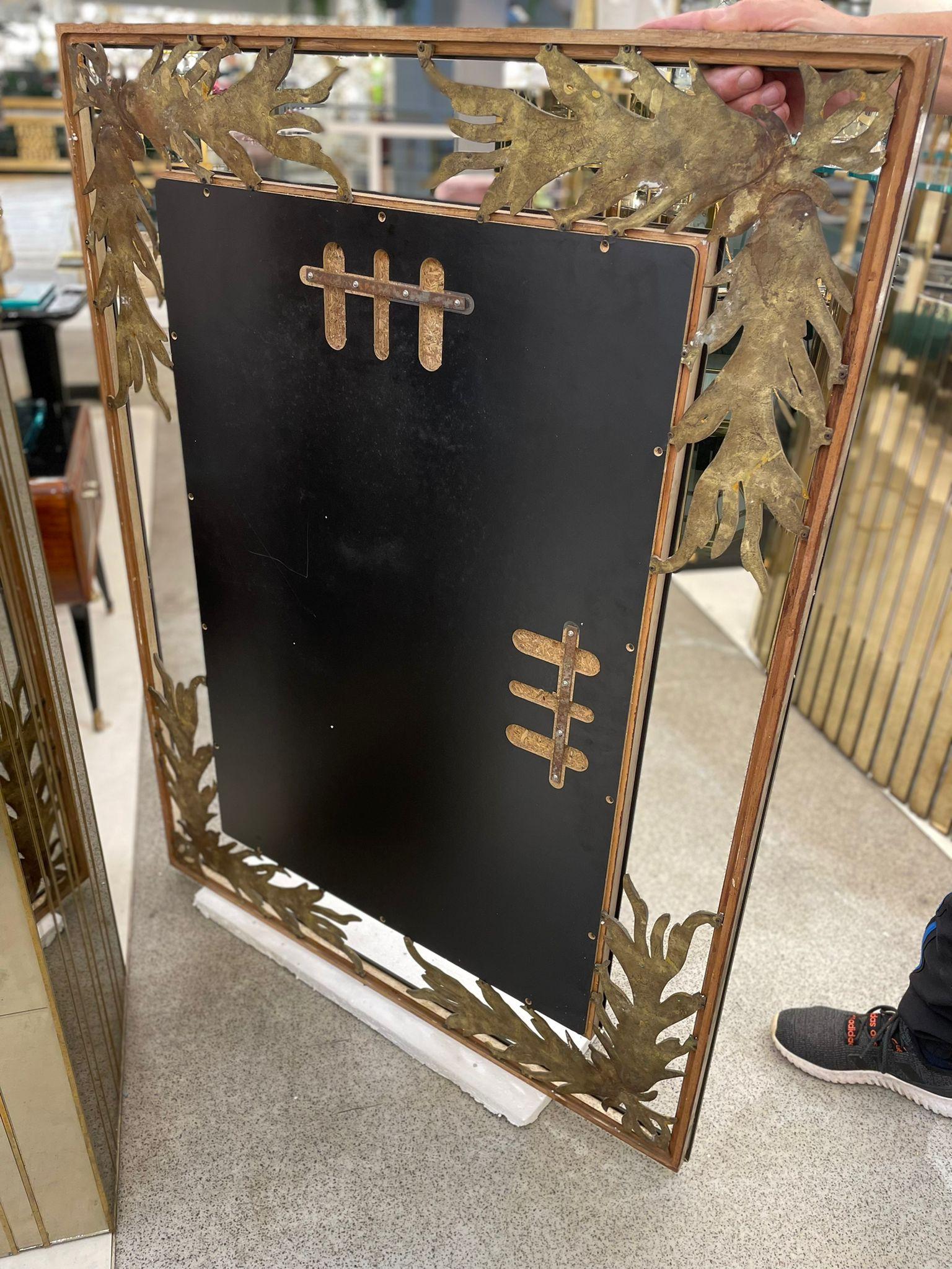 Wall Mirror with Bronze Decorations, Italy, 1970s In Good Condition For Sale In London, GB
