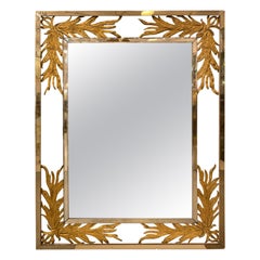 Wall Mirror with Bronze Decorations, Italy, 1970s