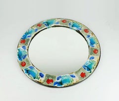 Wall Mirror with Colorful Ceramic Frame Grunstadt Keramik 60s